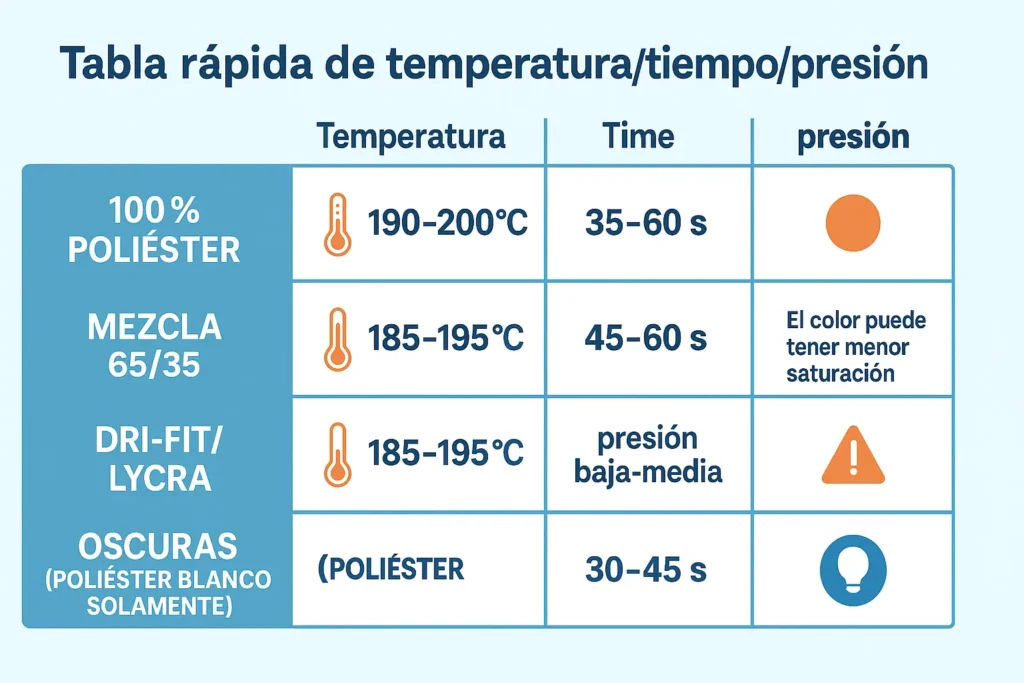 temperatura para sublimar camisetas