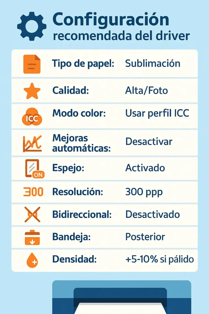 configuración impresora sublimación