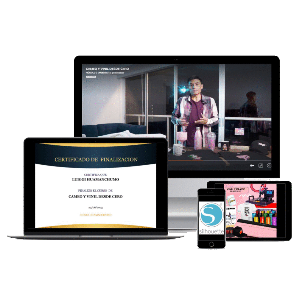 mockup campus + certificado curso de sublimación online