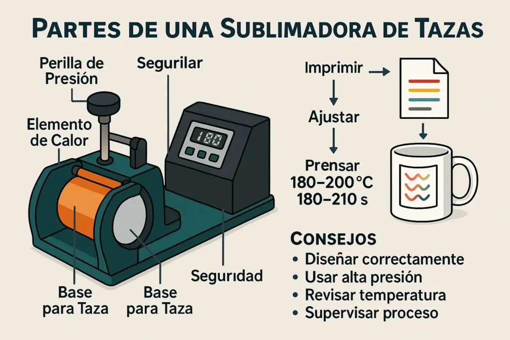 como funciona una sublimadora de tazas