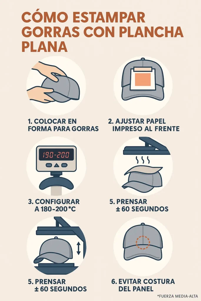 como estampar gorras con plancha plana